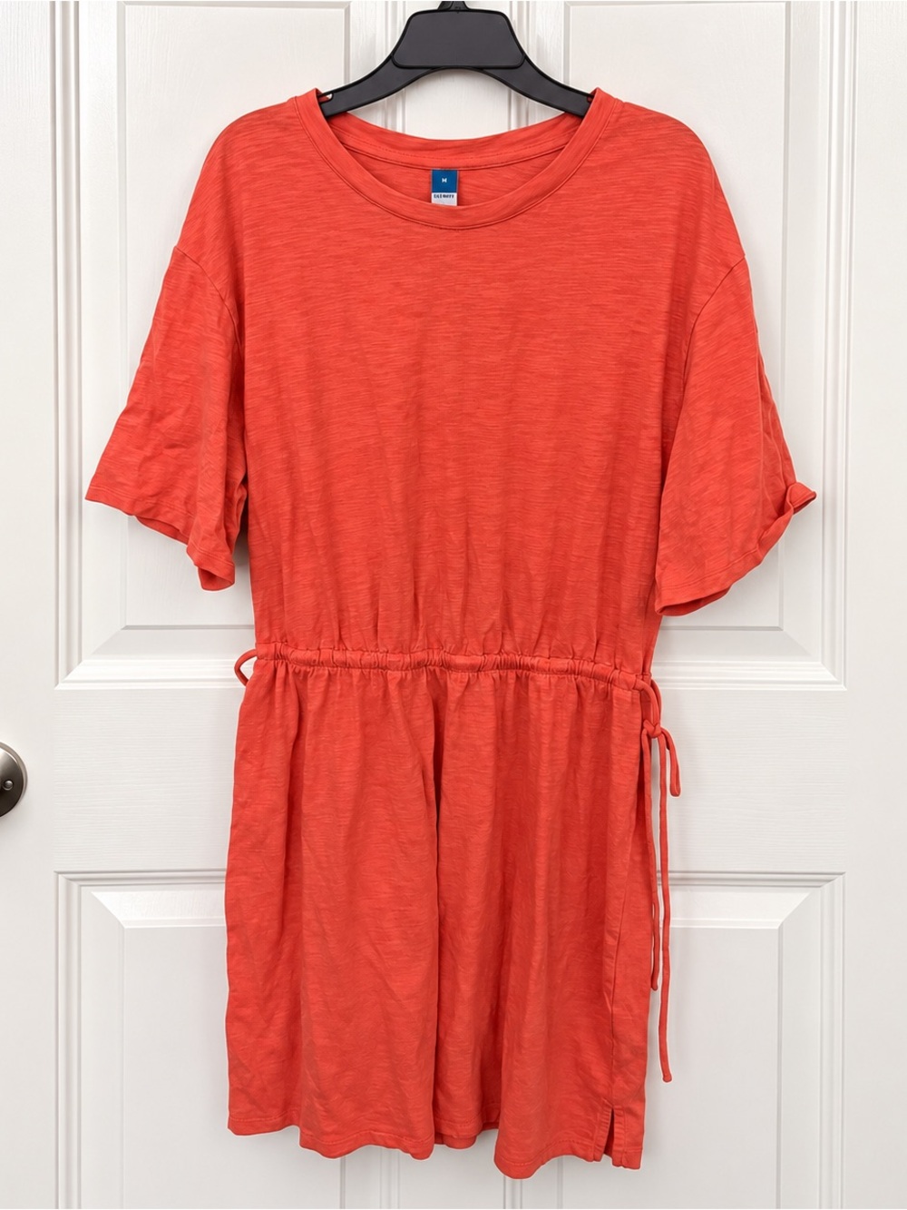 Old Navy Coral Orange Drawstring Waist Casual T-Shirt Dress M